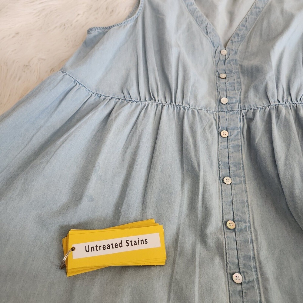 New Directions Women's 1X XL Chambray Tiered Midi Dress Blue Denim Sleeveless‎ - Picture 5 of 13